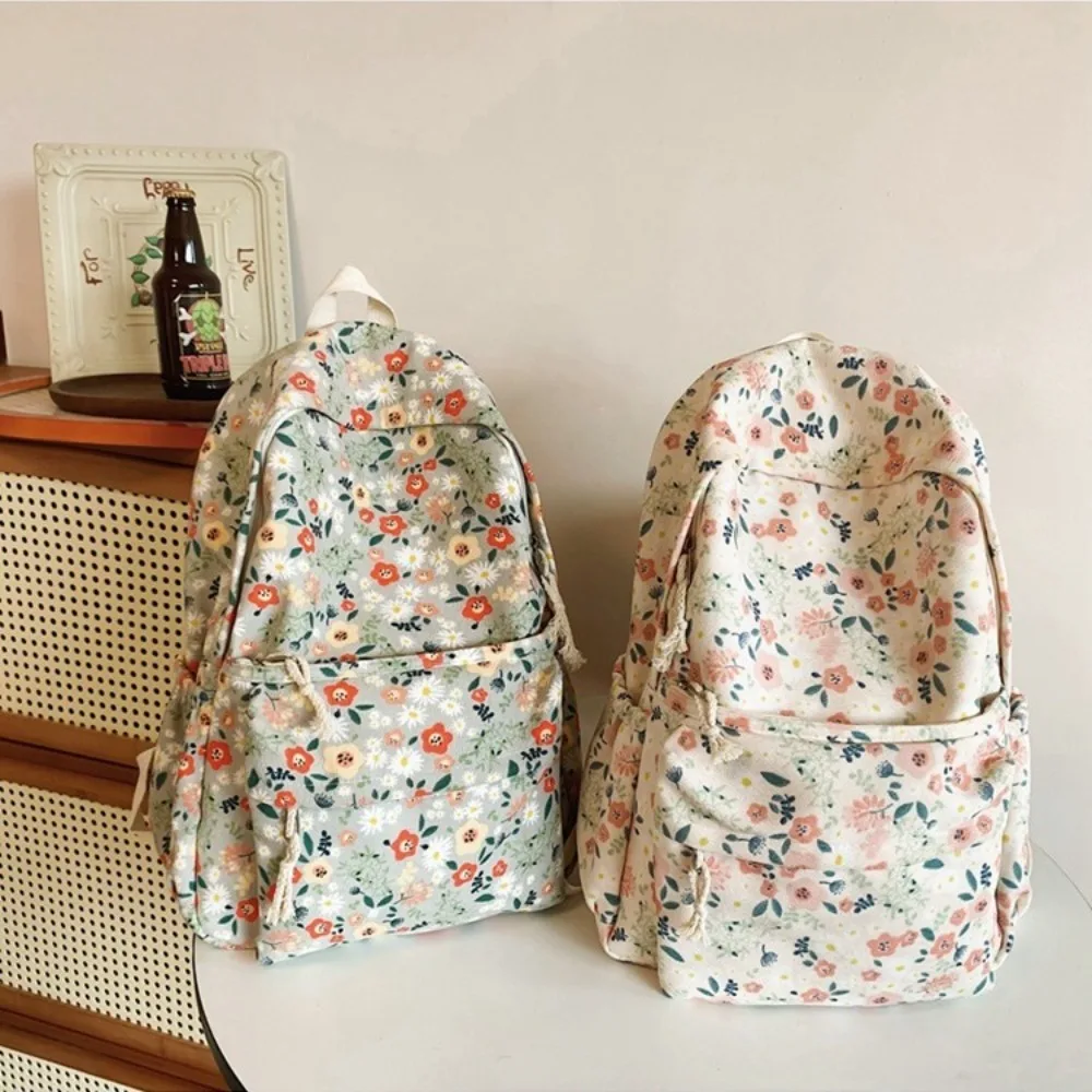 Aesthetic Knapsacks Japanese Flower Print Mochilas Women's Large Capacity Backpacks Shoulder Bag Multifunction Rucksack 1