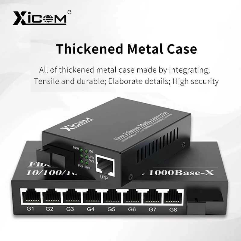 Gigabit Fiber Optic Media Converter Switch fibra 25KM Singlemode Single Fiber SC 10/100/1000Mbps Simplex Optical Transceiver