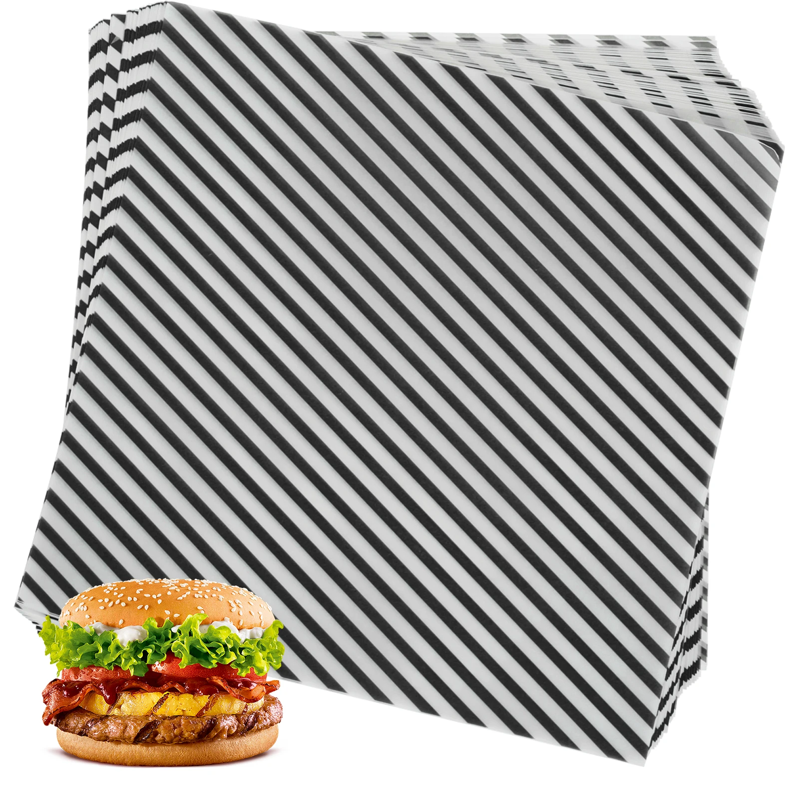 200 Sheets Food Wrapping Paper Striped Print Oil-Resistant Dry Waxed Deli Paper for San... - SKU SFWP2334 - UGI Packaging