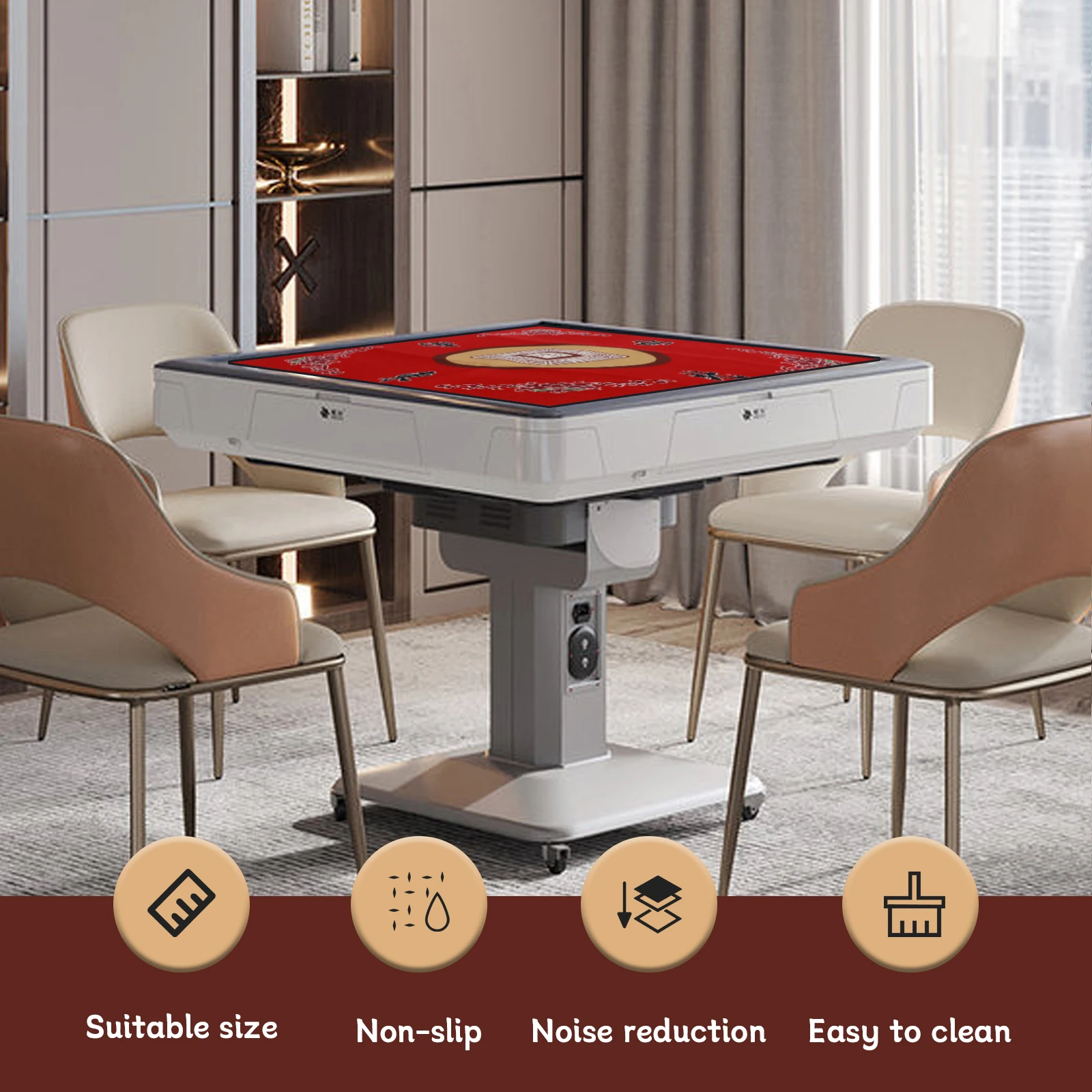 80x80cm Large Mahjong Mat Anti-Noise Toard Game Table Mat Polyester Slid-Proof Mahjong Accessory Tablecloth for Home Game Party 2
