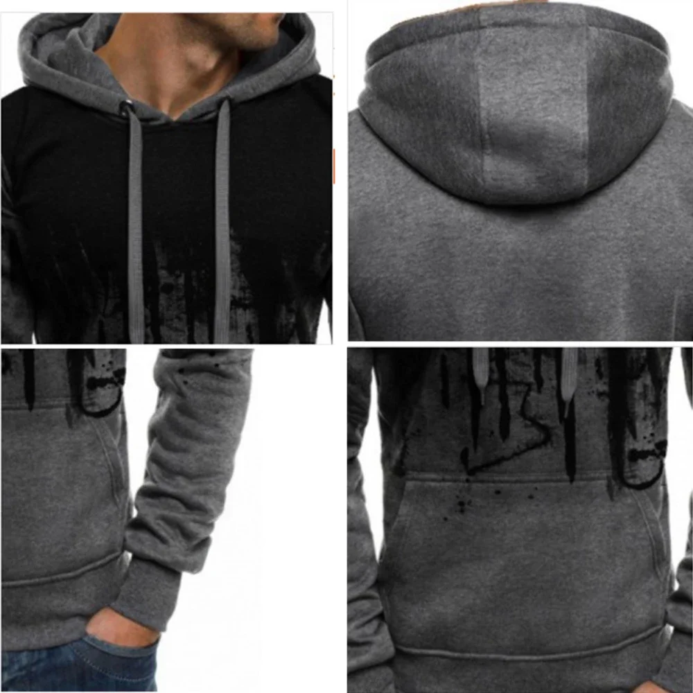2023 Winter Fall Men's Tracksuit Sweatshirt Set Splash Ink Hoodies + SweatPants 2Pcs Suit Casual Running Fitness Man Sportswear