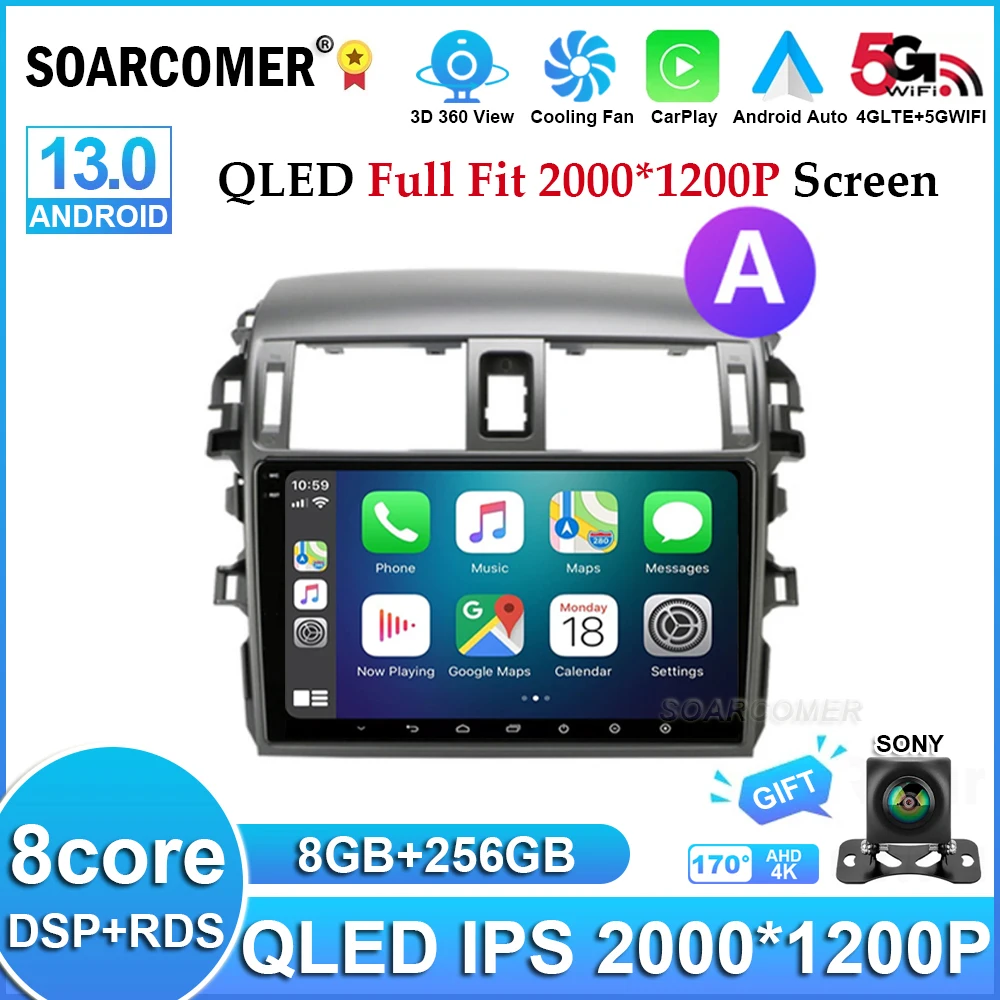 

Android 13 для Toyota Corolla 10 E140 E150 2006-2013 автомобильное радио стерео головное устройство 4G мультимедийный плеер GPS навигация Carplay авто