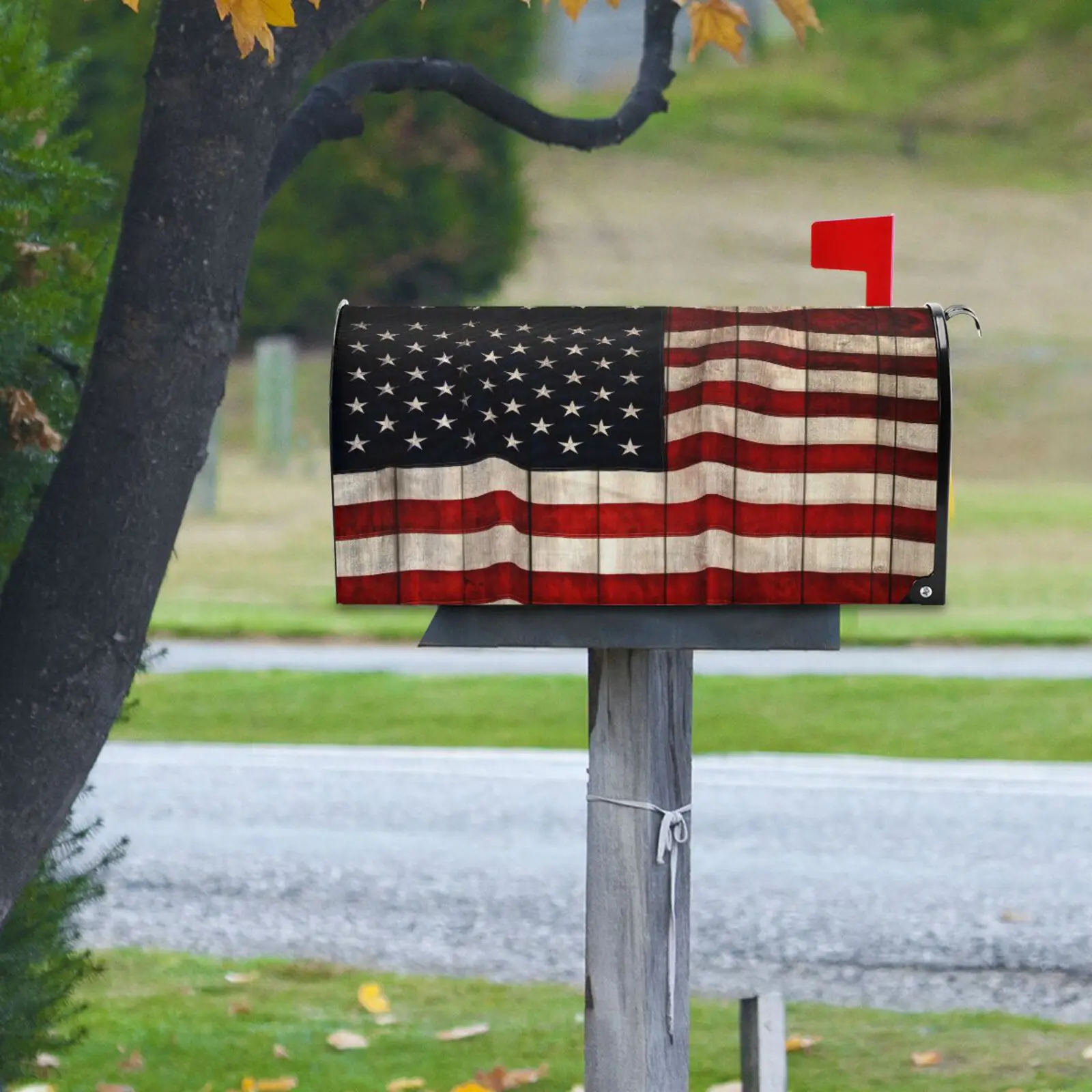 Polyester Material Mailbox Cover American Flag Print Letter Post Box Wrap Decoration Stickers Large Standard Size