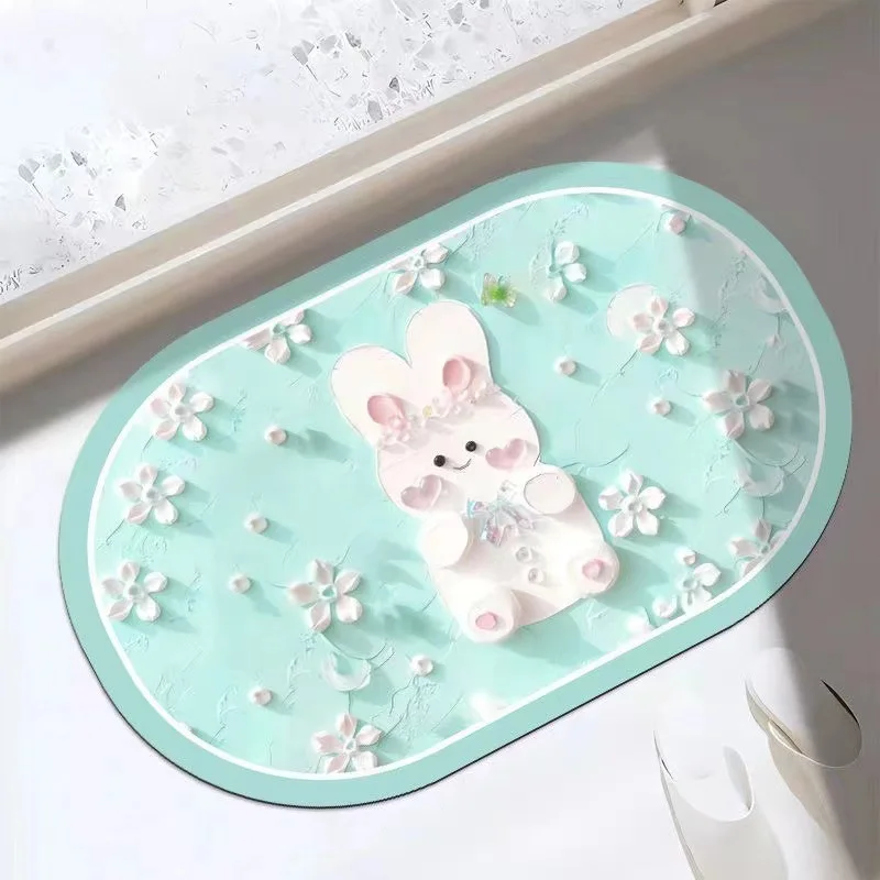 

2023 New bathroom entrance cartoon daisy carpet bathroom anti-skid mat, bedroom absorbent cartoon foot mat