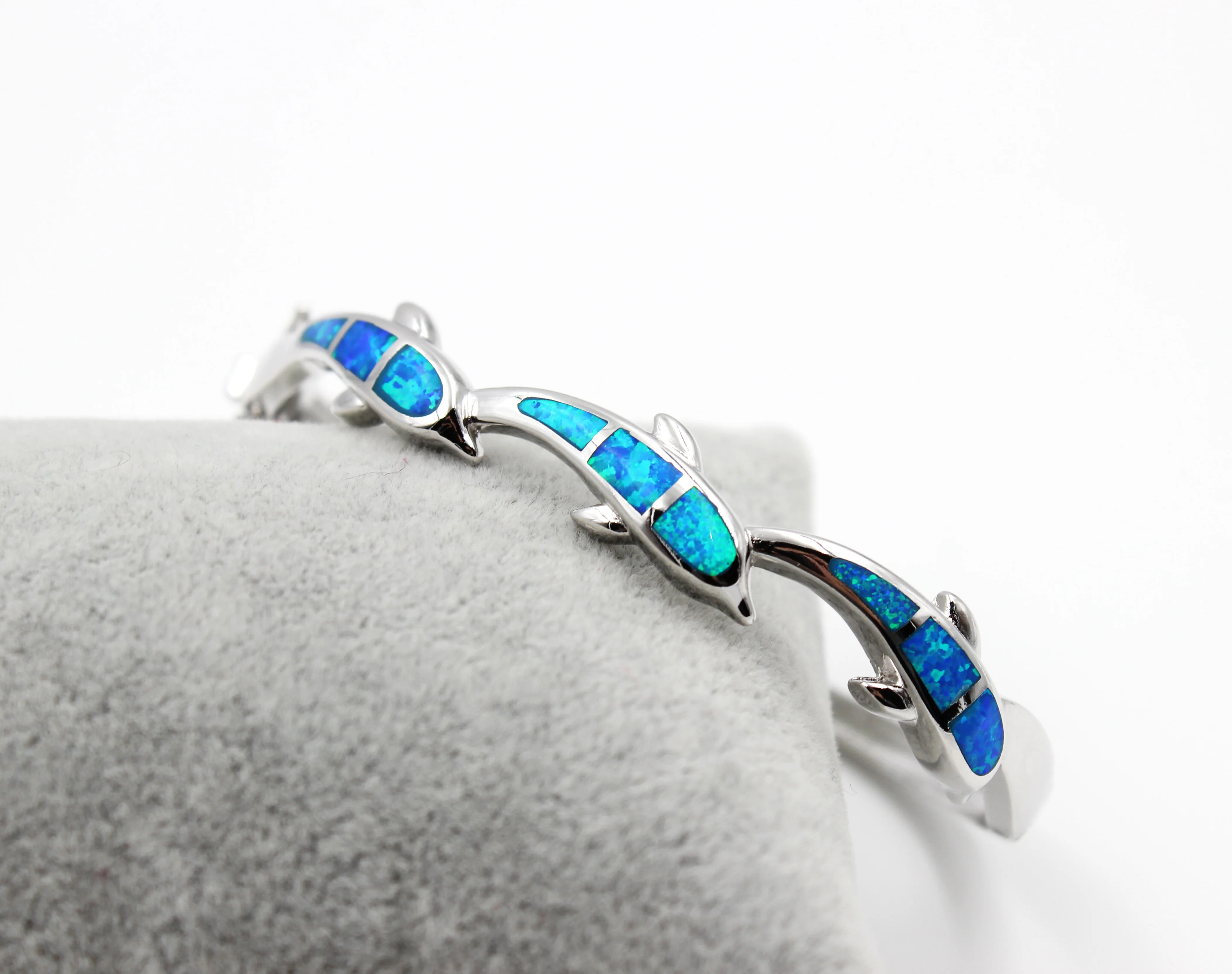 Charming Blue Opal Bangle Bracelet for Women 6
