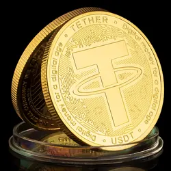 Golden - Plated USDT Cryptocurrency Collectible Coin Souvenir Gift (Gold)
