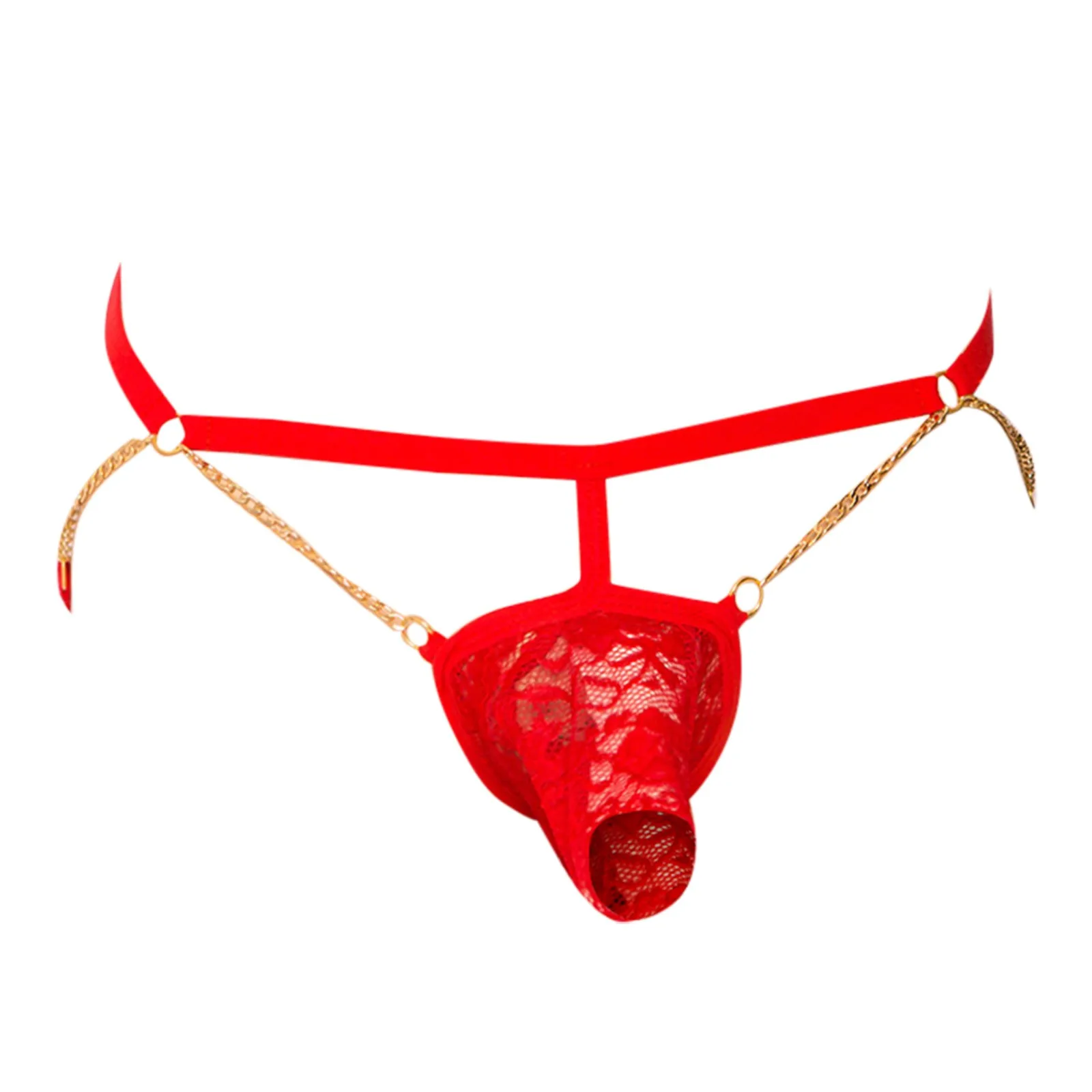 New Men Sexy Thongs Chain Lace Penis Pouch G-String Homme Low Waist Erotic Lingerie Gay Tanga Hombre стринги мужские