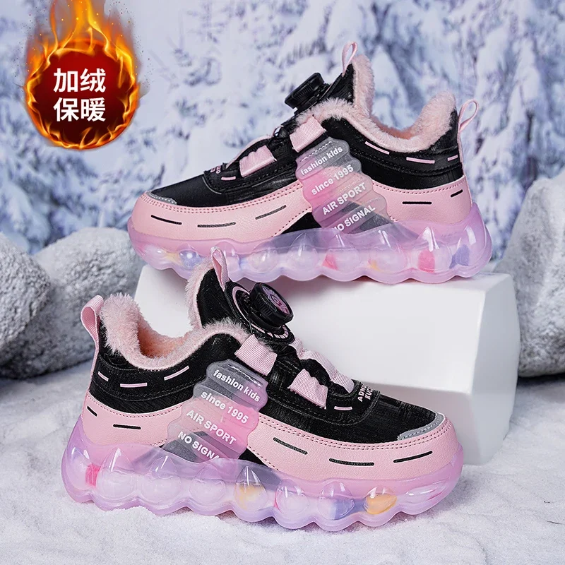 

New Winter Children Shoes Girls Sneakers Warm Plush Kid Cotton Sports Shoes for Boy Tennis Pink Platform School Casual Sneaker
