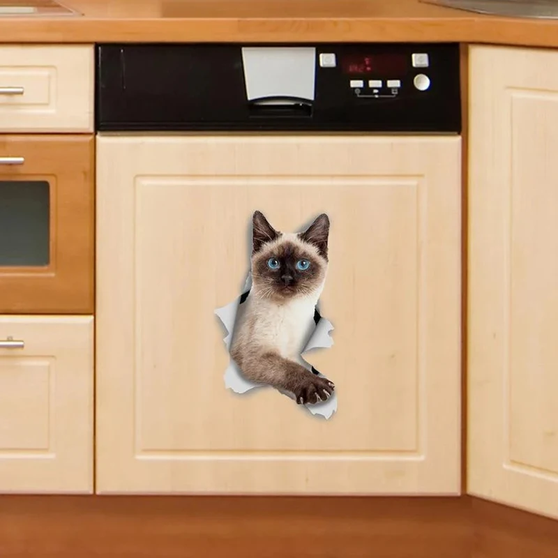 M458 Cat Stickers Breakout Siamese Wall Sticker Home Decoration Toilet Decals for Bedroom Kitchen Living Room Walls Decor wall stickers wall sticker