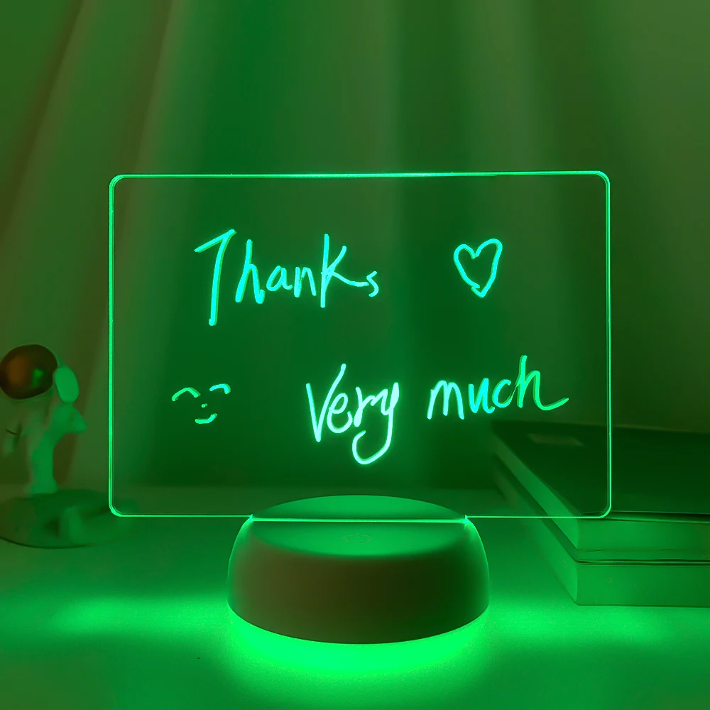 Note Board 3D LED Lamps Acrylic Message Note Board Erasable USB Children's Drawing Board Bedroom Night Light Birthday Kids GiftsFeatures: night lamp for bedroom wall