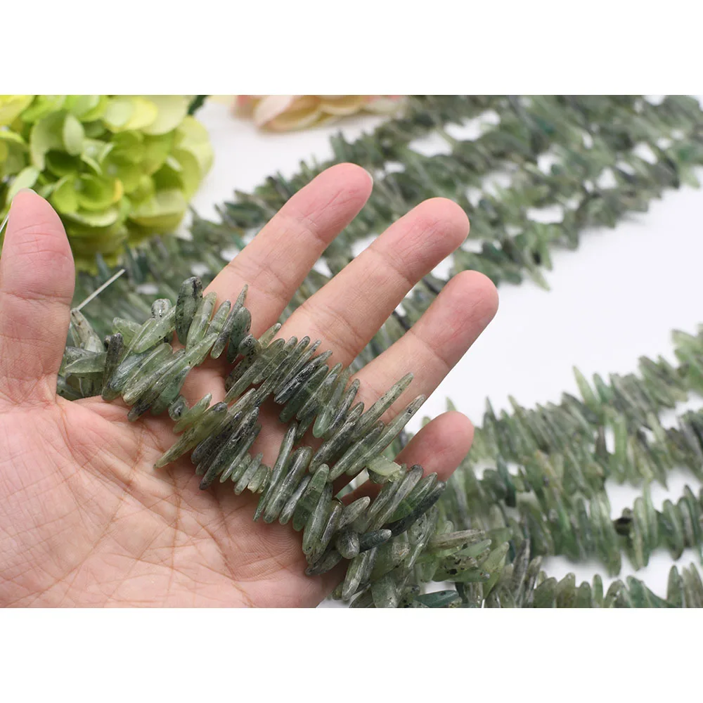 

4-6x12-25mm Natural 1strand Green Crystals Natural Irregular Quartz Crystals Loose Stones 15"free delivery