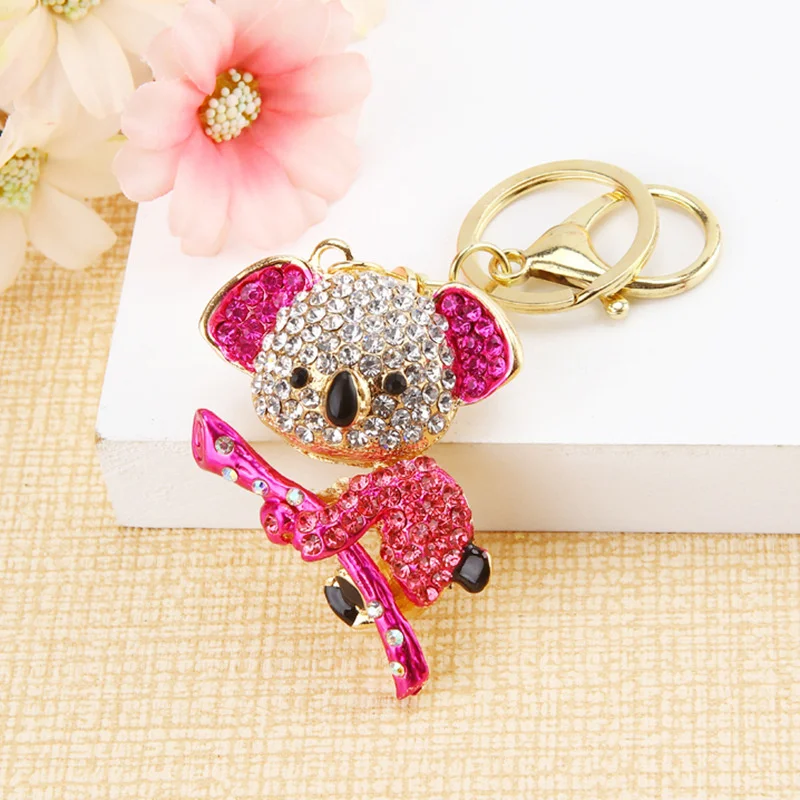 Cute Rhinestone Inlaid Koala Pendant Keychain Car Key Ring Holder Bag Charm  Lovely Hanging Bag Decoration Jewelry Gift Fashion - AliExpress