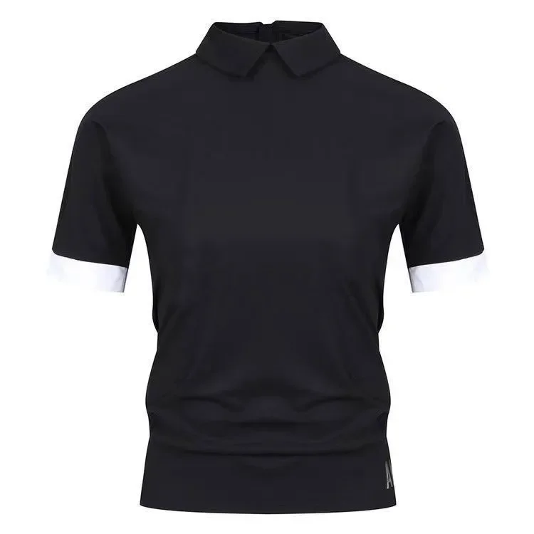

Korean Women's 24 Spring/Summer New Golf Clothing Short Sleeve Golf Quick Drying Fabric Round Neck Glof T-shirt