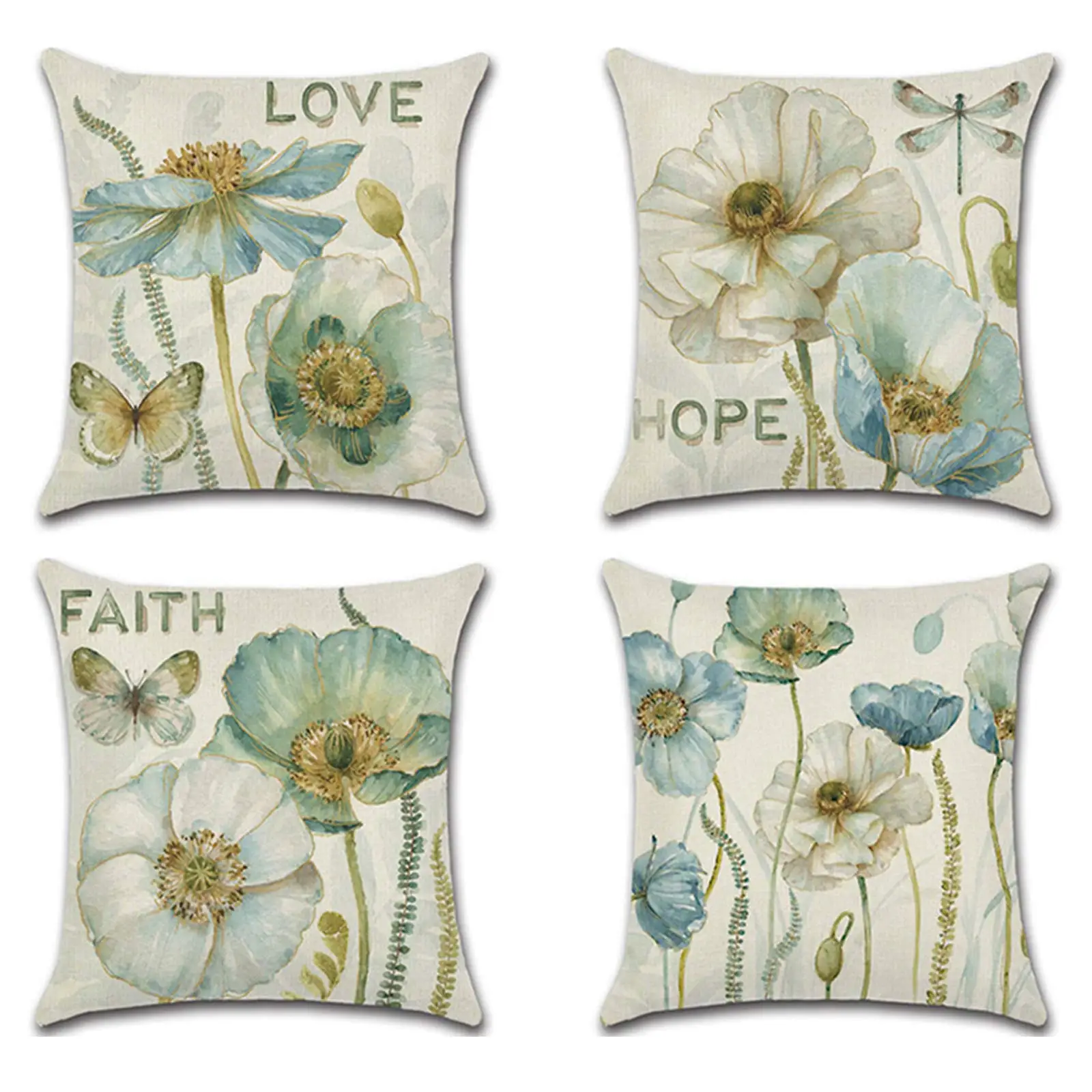 

Butterfly flower retro pattern linen pillowcase sofa cushion cover home decoration can be customized for you 40x40 50x50 60x60