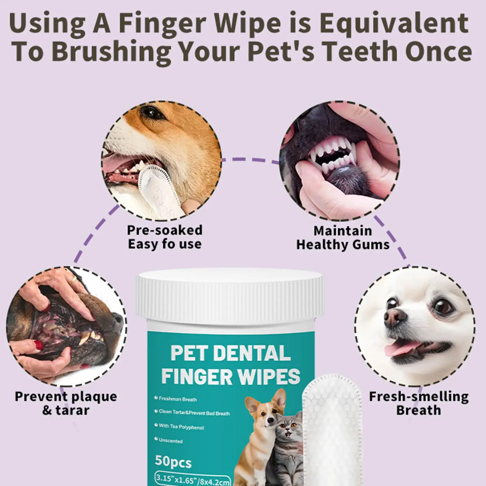 Pet Dental Finger Cleaning Wipes 5