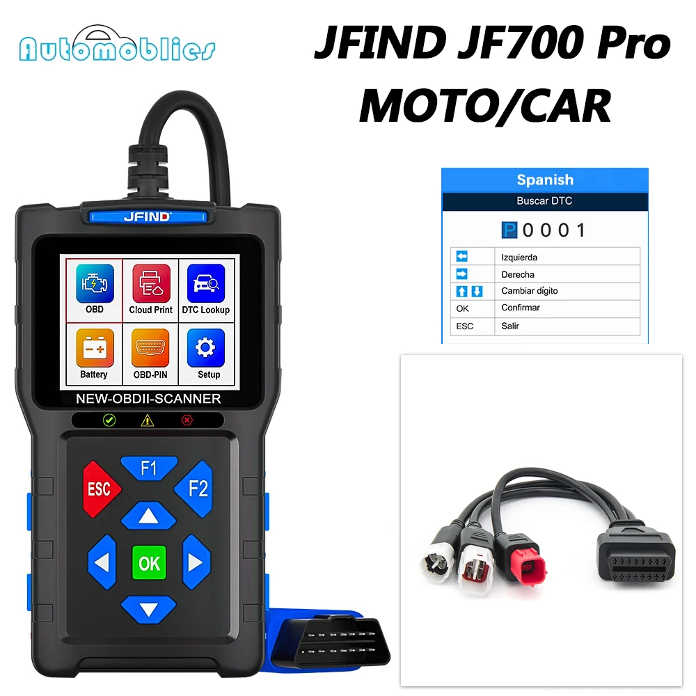 Escáner OBD2 3 en 1 Universal para motocicleta, lector de código de Cable, herramienta de diagnóstico de prueba de rendimiento de batería, para Yamaha, Honda