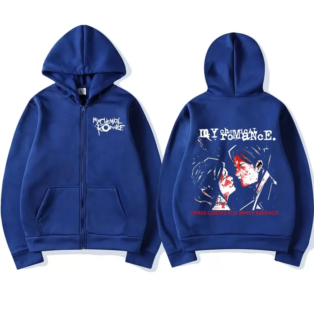 Rock Band My Chemical Romance Mcr Dead Zipper Hoodie Men's Black Parade Punk Emo Zip Up Sweatshirt Coat  Vintage Hip Hop Jacket