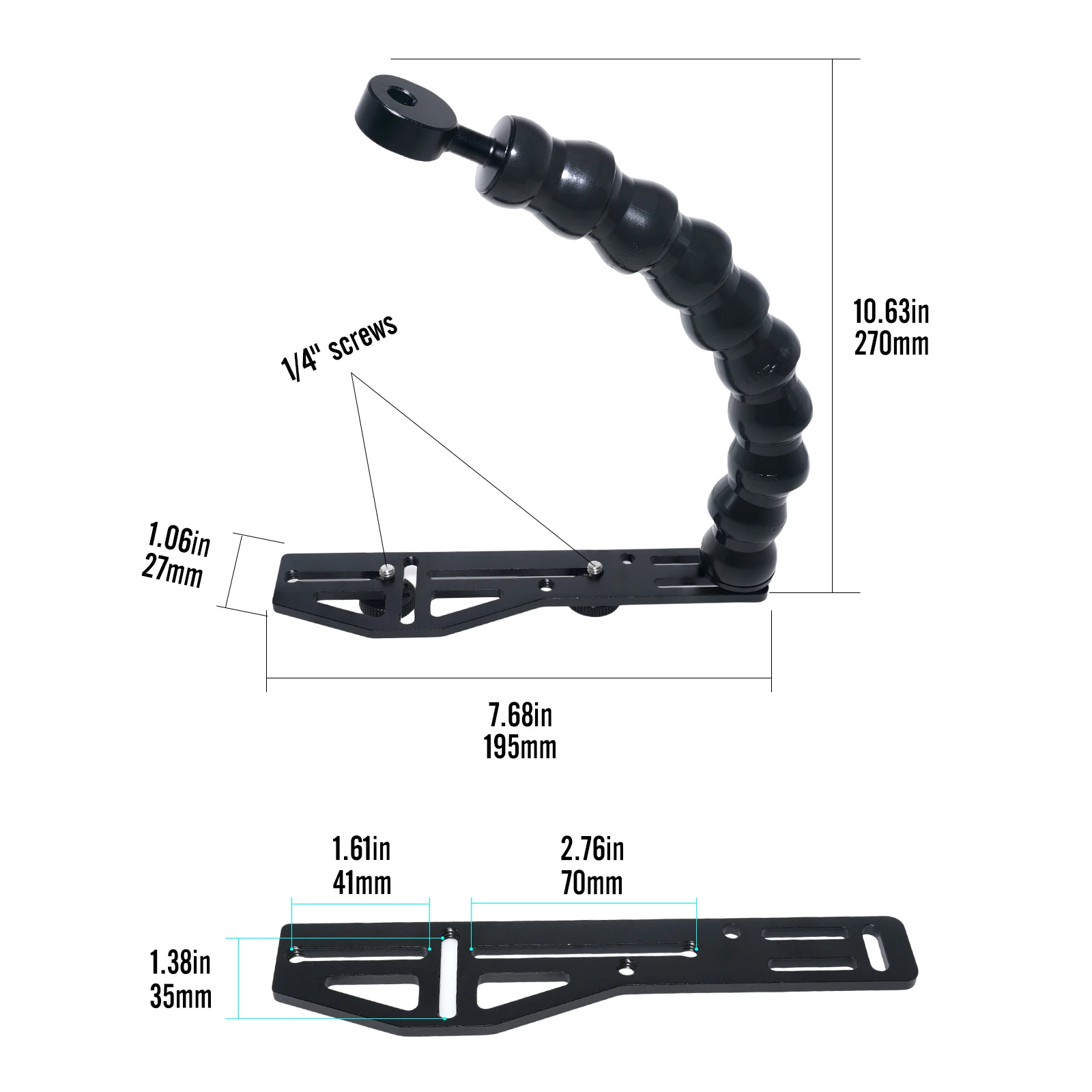 Aquanic AS062 flex arm for GOPRO TG7 waterproof housing PT-059 flex arm waterproof housing
