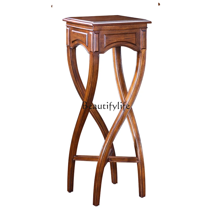 

American Flower Stand Solid Wood Floor Living Room Shelf Simple Square Decoration Shelf