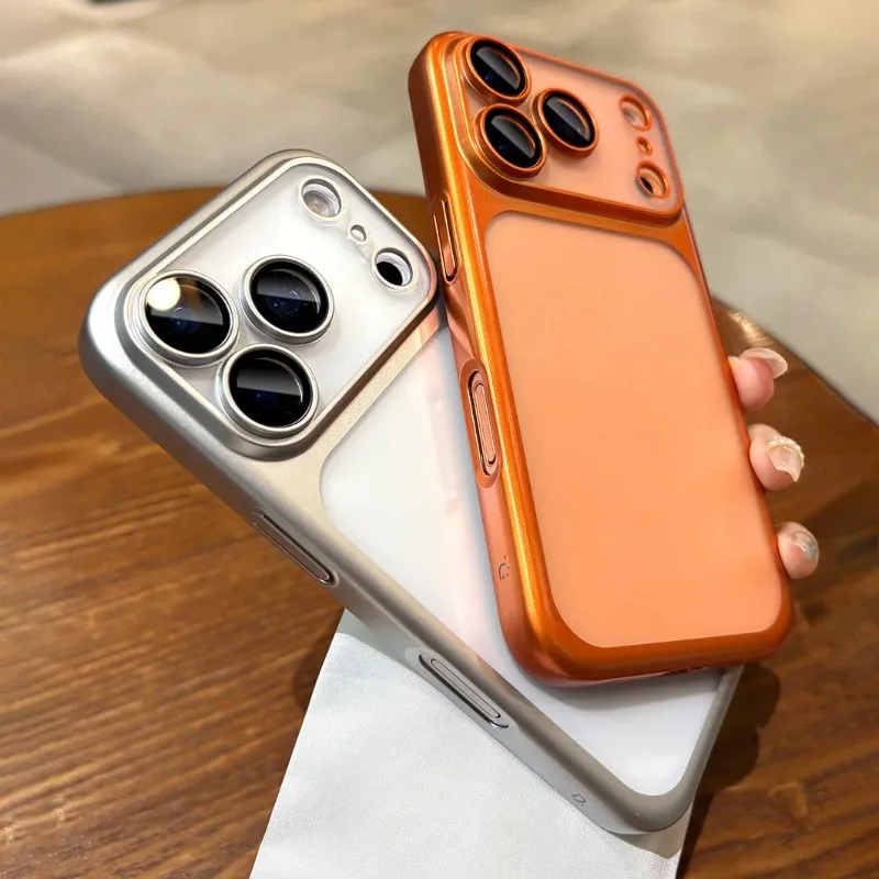 Sleek Translucent Frosted Phone Case with Matte Glass Lens Protector