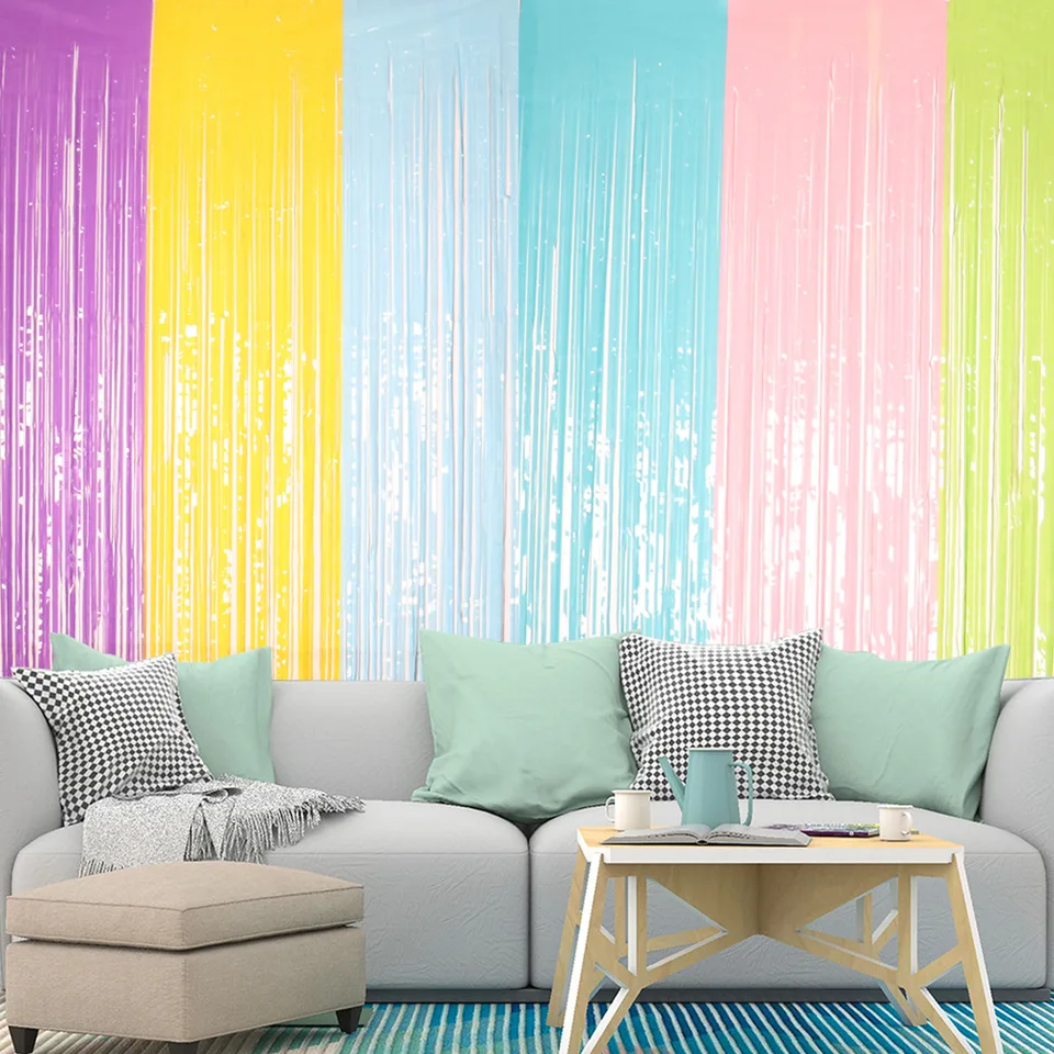 3 sfondi glitterati argentati, 1 x 2 m, decorazione per porta in lamina di alluminio luccicante, per feste, per compleanni, addio al nubilato, feste di Natale