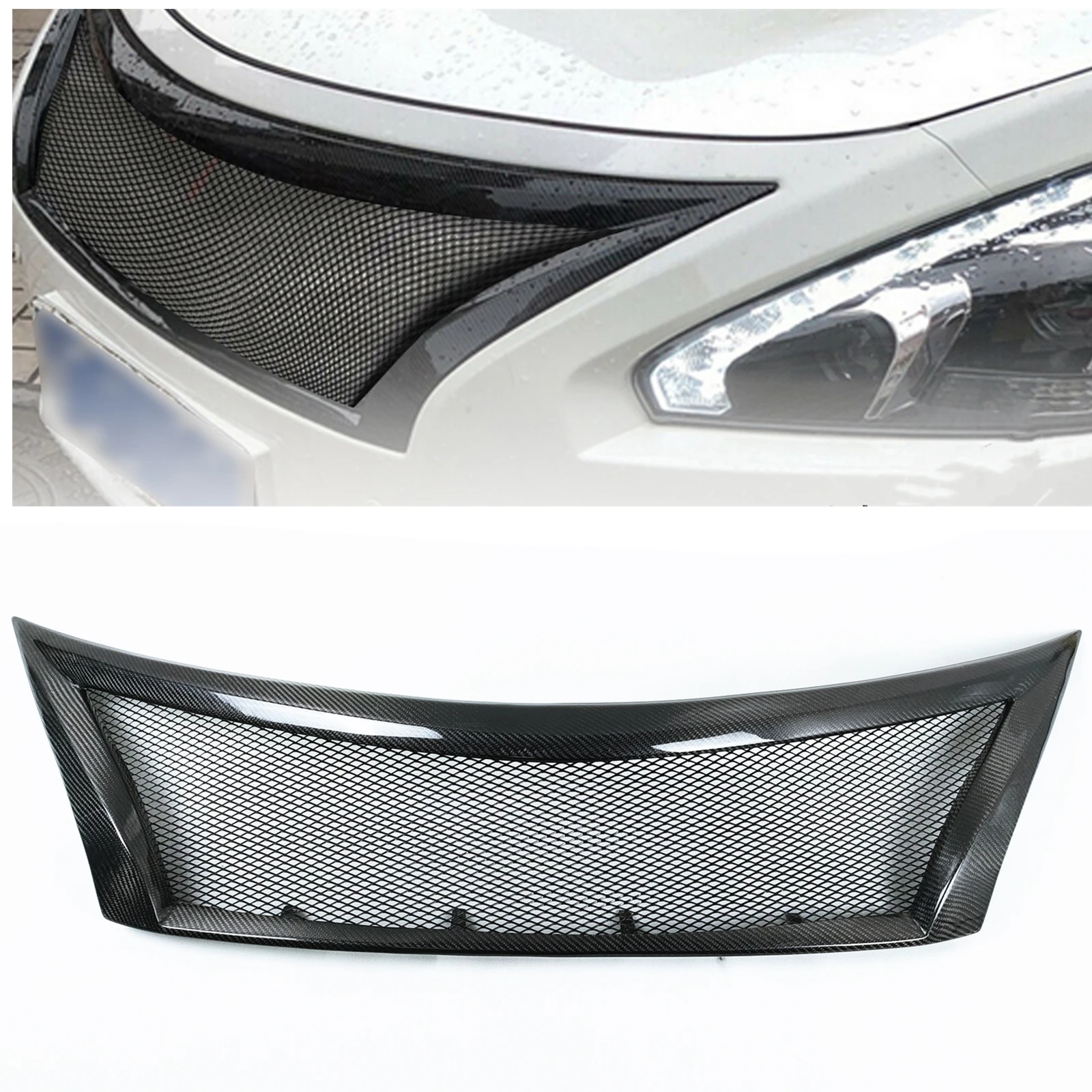 

Car Front Grille Racing Grill Upper Bumper Hood Hollow Mesh Grid Trim Carbon Fiber For Nissan Teana Altima 2013 2014 2015