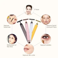 24k Golden Facial Roller Massager T Shape Vibrating Face Lifting Energy Beauty Bar Body Skin Massage Device Face Care Tools 2