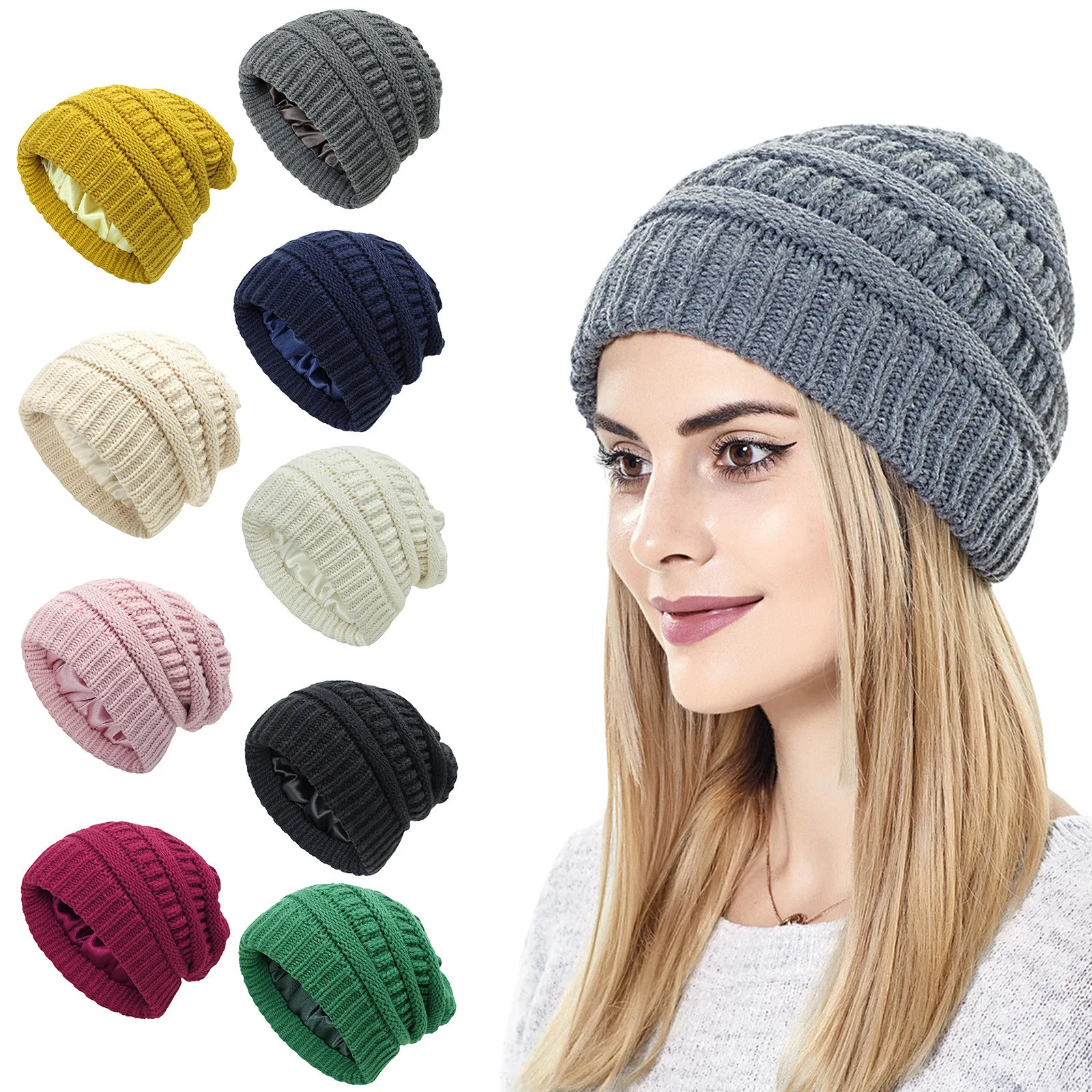 

Winter Warm Knitted Beanies For Women Girls Thermal Windproof Hat Sports Crochet Skullies Wool Hat Ski Beanie Street Caps Берет