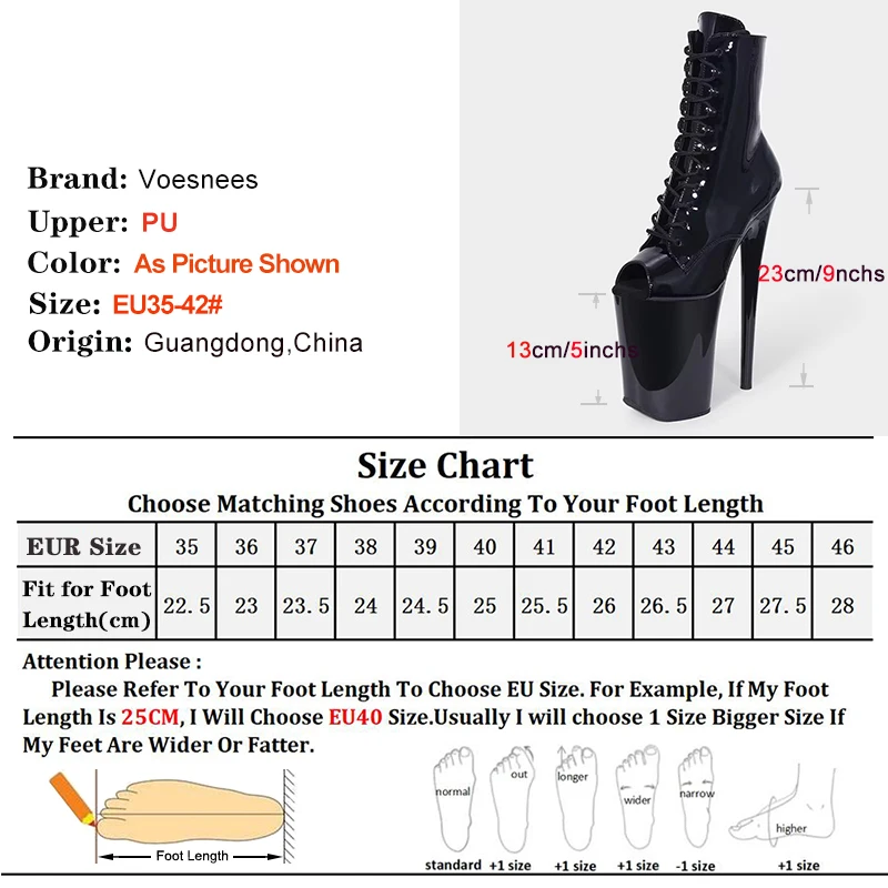 Sexy 23cm 9inch Stripper Pole Dance Ankle Boots Women Black High Heel Platform Knight Boots Spring Autumn Lace-up Peep Toe Shoes