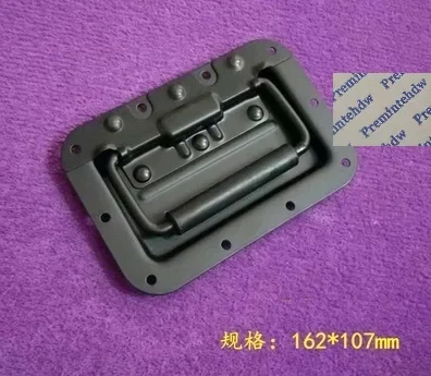 2Pcs Black Road Flight Audio Case Recessed Butterfly Hasp Latch Hinge Corner Brace Spring Pull Caster Hardware