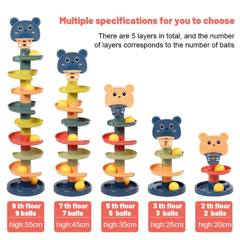 Montessori Kids Toys Rolling Ball Pile Tower Finger Skill Training Educational Game Rotating Stacking Track for +6 years old kid - Bilde 2