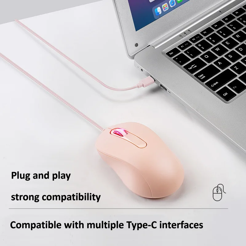 tipo c Wired Gaming Mouse Mouse Óptico Ergonômico Silencioso Rolo Luminoso Colorido Mouse de Computador para pc Laptop Desktop 3d - Imagem 4