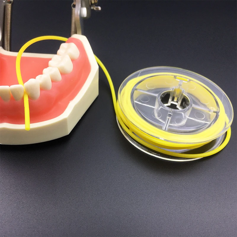 Elastic Dental Rubber Dam Estabilização Cord, Cunhas Médias, Grampos Folhas, Odontologia Instrumento, 2,1 m por Dia 1,8mm, 1 Rolo