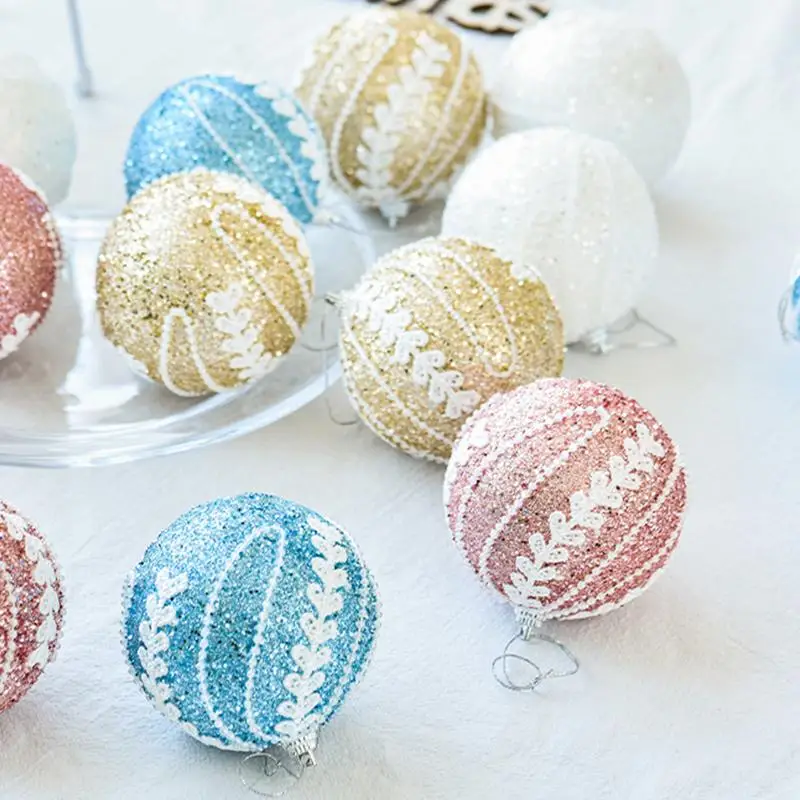 

Christmas Tree Ball Ornaments 8cm Colorful Decorations For Christmas Party Sequins Glitter Ornaments New Year Navidad Pendant