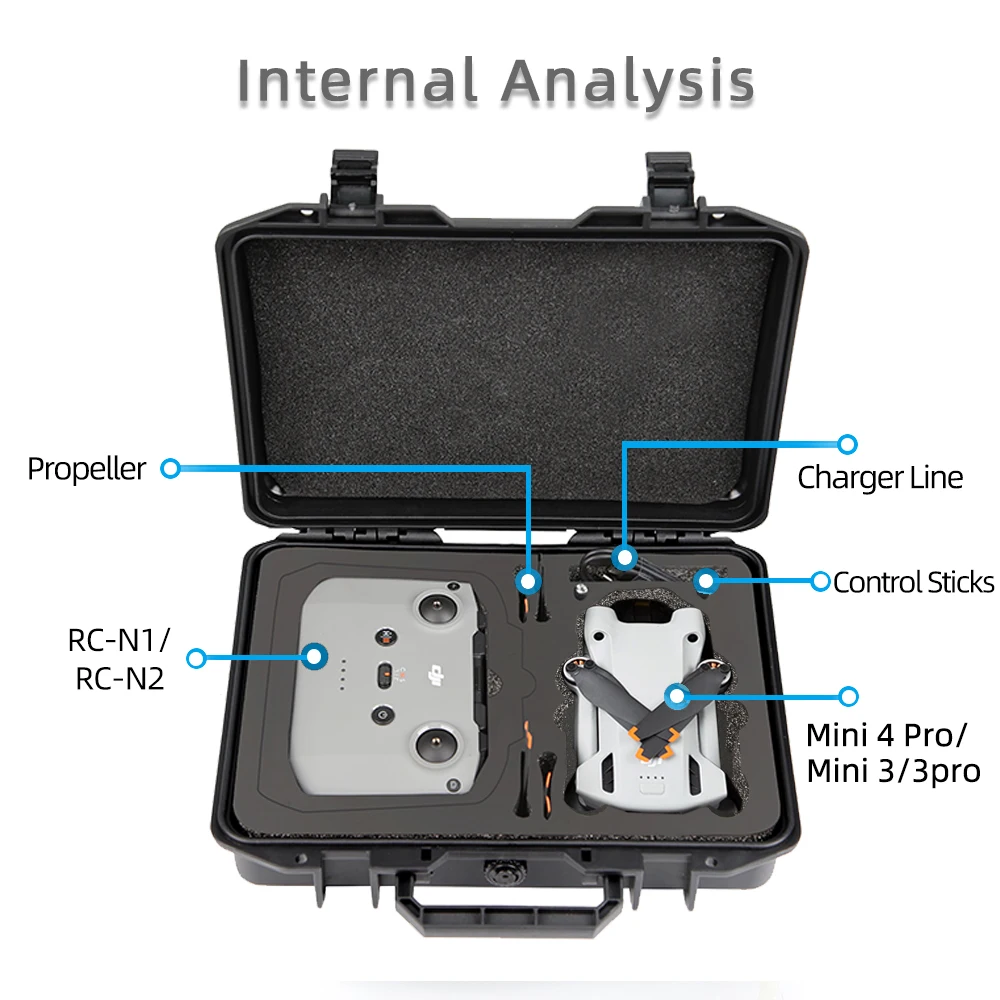 Explosion-Proof Case for DJI mini 4 Pro Hard Bag Water proof mini 3 Cover RC2 RC-N2 Daul Using for DJI 3 pro Accessories