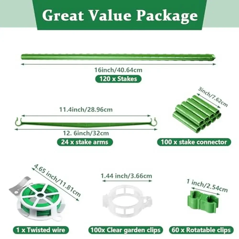 405 Pcs Tomato Cage Garden Stakes Connector Kit Clips Twist Tie DIY Plant Support Kit Courtyard Balcony Lawn Planting Helper