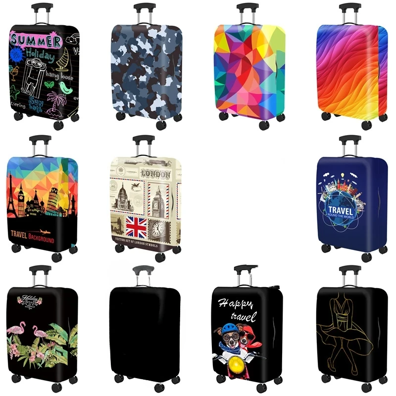 Thick Elastic World Map Luggage Protective Cover Zipper Suit For 18-32 inch Bag Suitcase Covers Trolley Cover Travel Accessories