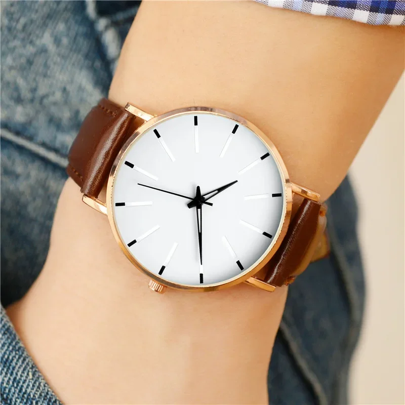 Men's Thin Strap Quartz Watch Leather Strap Minimalist Multicolor Watch Luxury Stainless Steel Dial Wristwatches reloj hombre 3