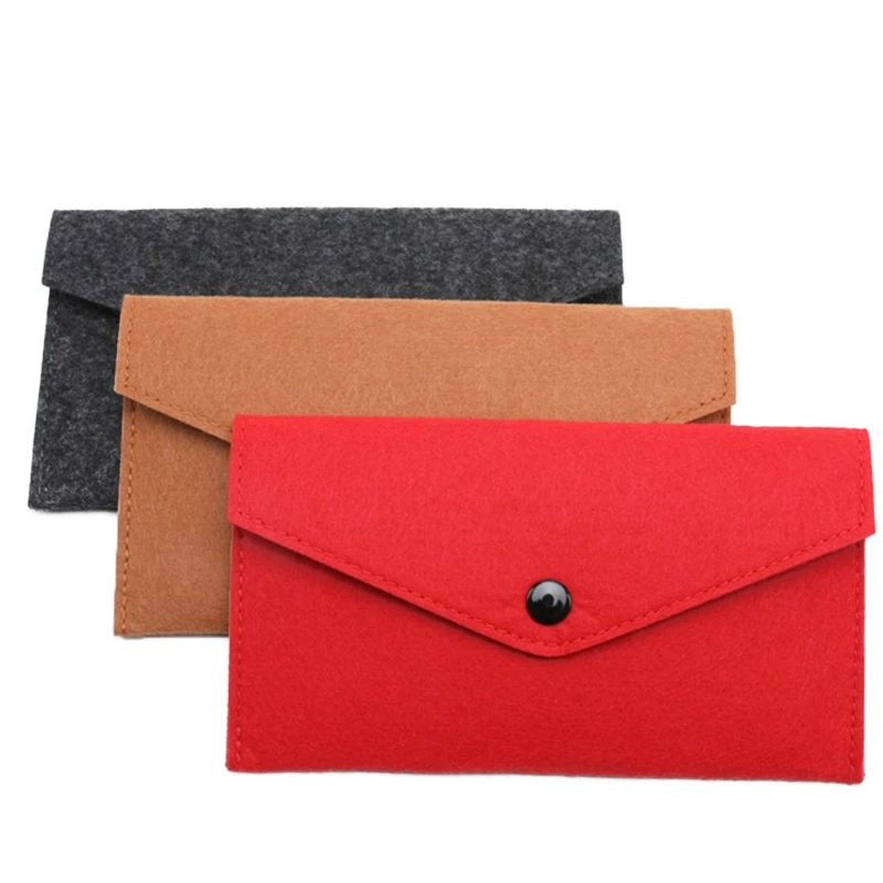 Felt Coin Wallet Women Men Purse Change Bag Credit Card Holder Solid Color