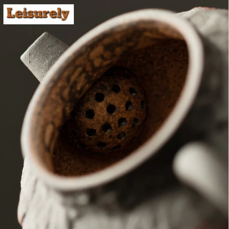 Old Rock Mud Antique Teapot Antique Tea Infuser Pot Tea Soaking Kettle With Filter Tieguanyin Tableware Accessories Decoration