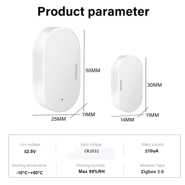 Ewelink Zigbee Door Sensor Wireless Magnetic Window Open Closed Alarm Detector Works With Zigbee2MQTT Alexa Google Need Gateway 6