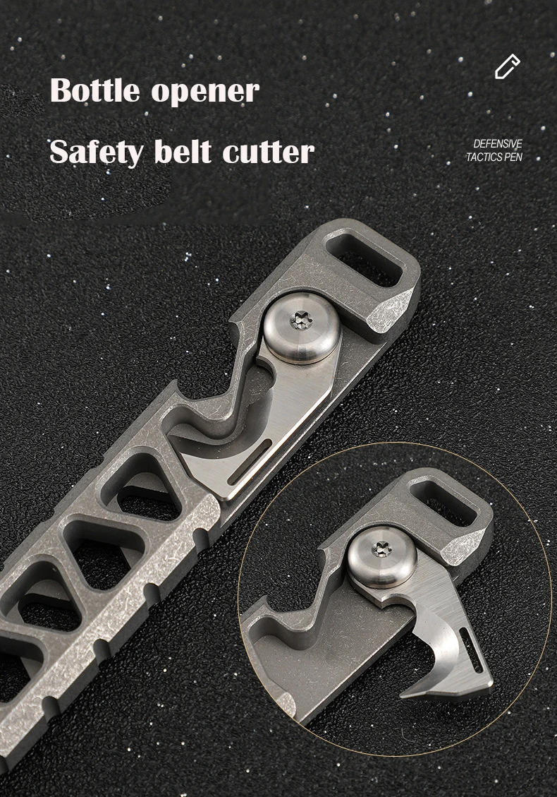 EDC Titan Legierung Brecheisen Tragbare Flasche Opener Sicherheit Gürtel Cutter Outdoor Camping Ausrüstung Multifunktions Werkzeuge – Detail 3