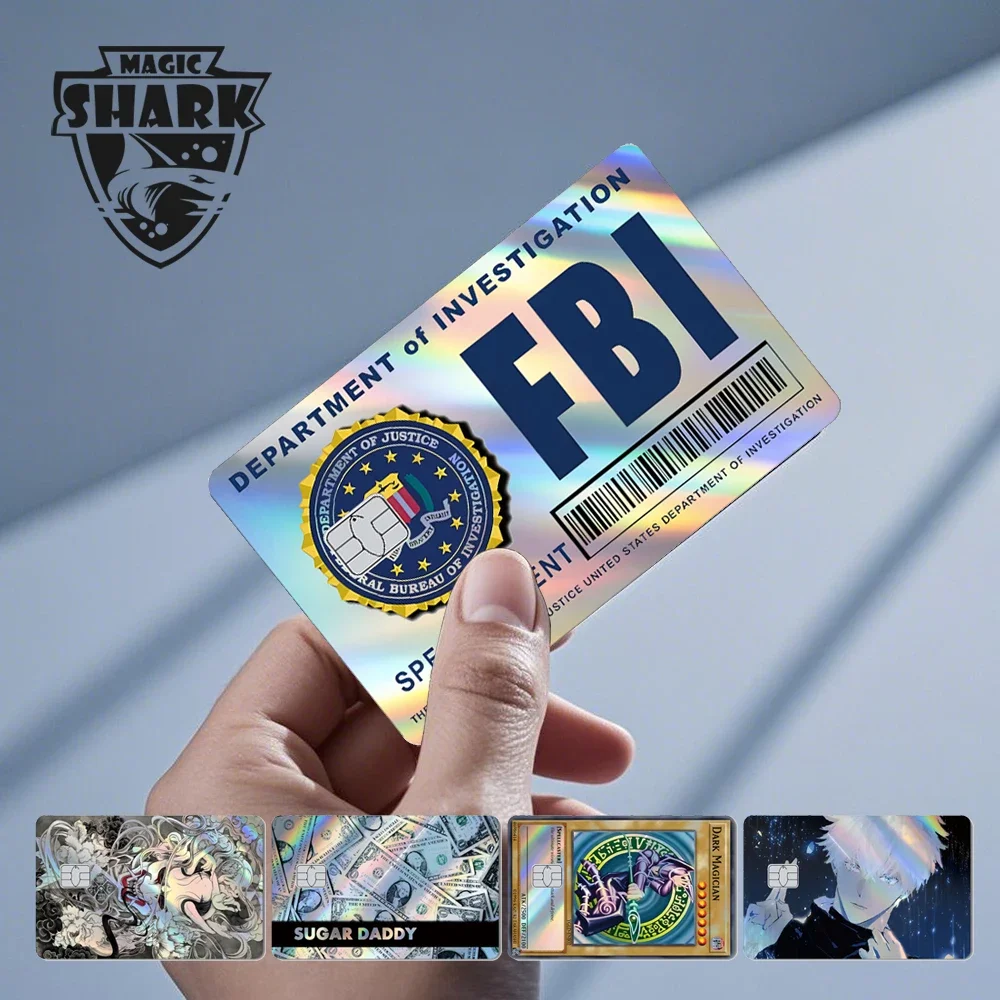 Magic Shark Evil FBI Holographic Laser Shinny Money Credit Bank Debit Film Skin Sticker Cover Kein Verblassen