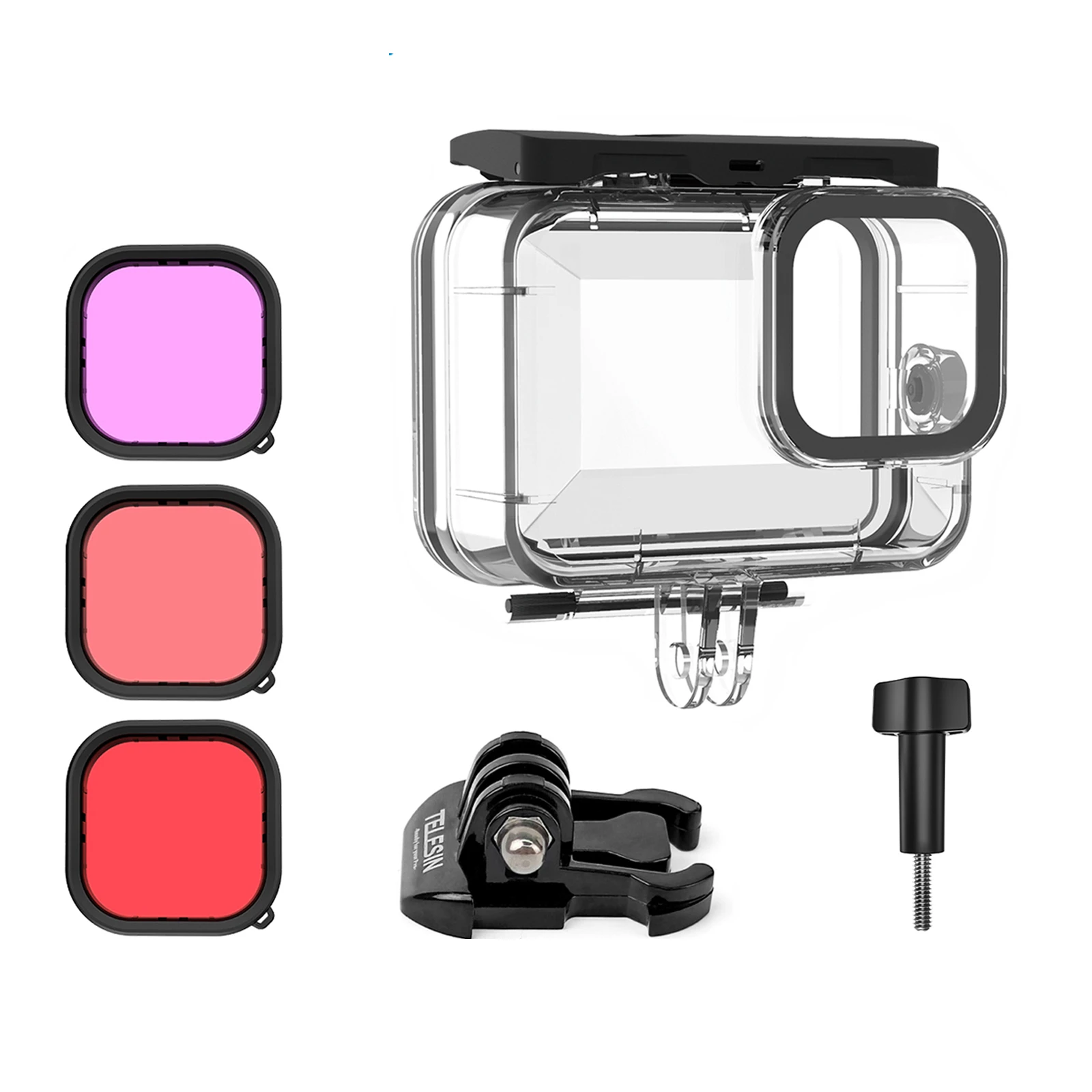 TELESIN Boîtier étanche avec Lot de 3 Filtres pour GoPro Hero 11 Hero