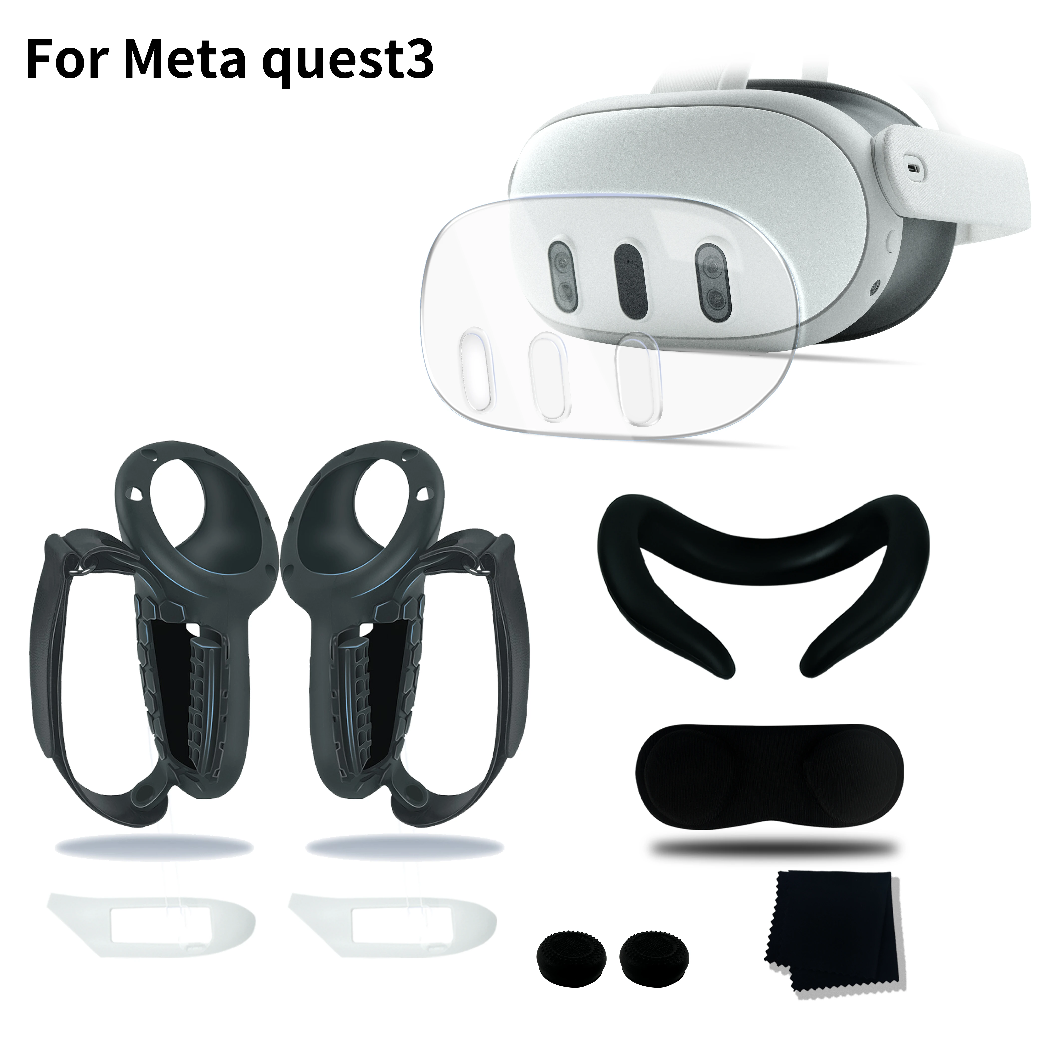 

Защитная крышка для Meta Quest 3 Grip 10 в 1, защитная крышка для объектива, защитная крышка основной рамы, силиконовая защитная накладка, аксессуары