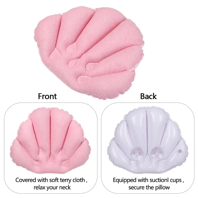 Bath Pillow 1pcs New Soft Fan-shaped Inflatable Bath Pillow Neck Support with Suction Cups Spa Cushion Pillow Bathtub Cushion bath pillow