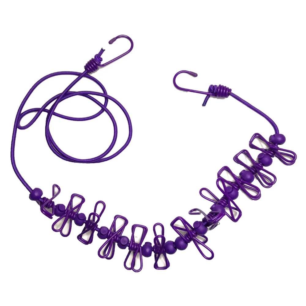 Camping Non-slip stretch clothesline With 12Clips 5