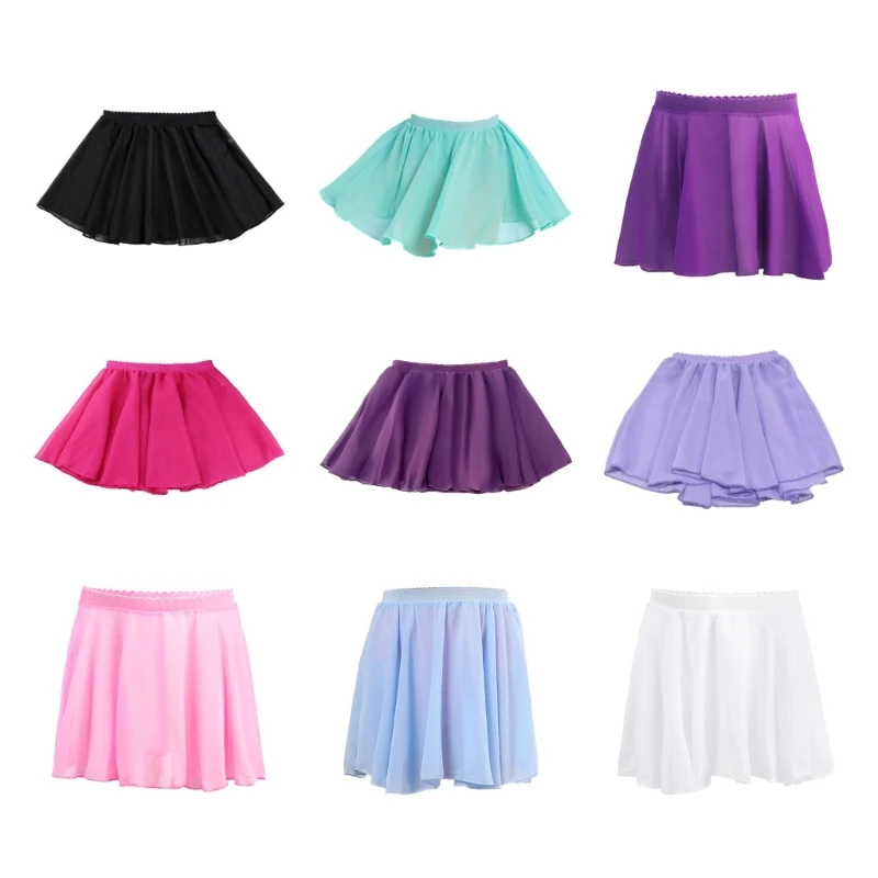 

Summer Girls Dancewear Children Training Solid Color Clothes Breathable Gauzes Dances Class Costumes Performances Skirt