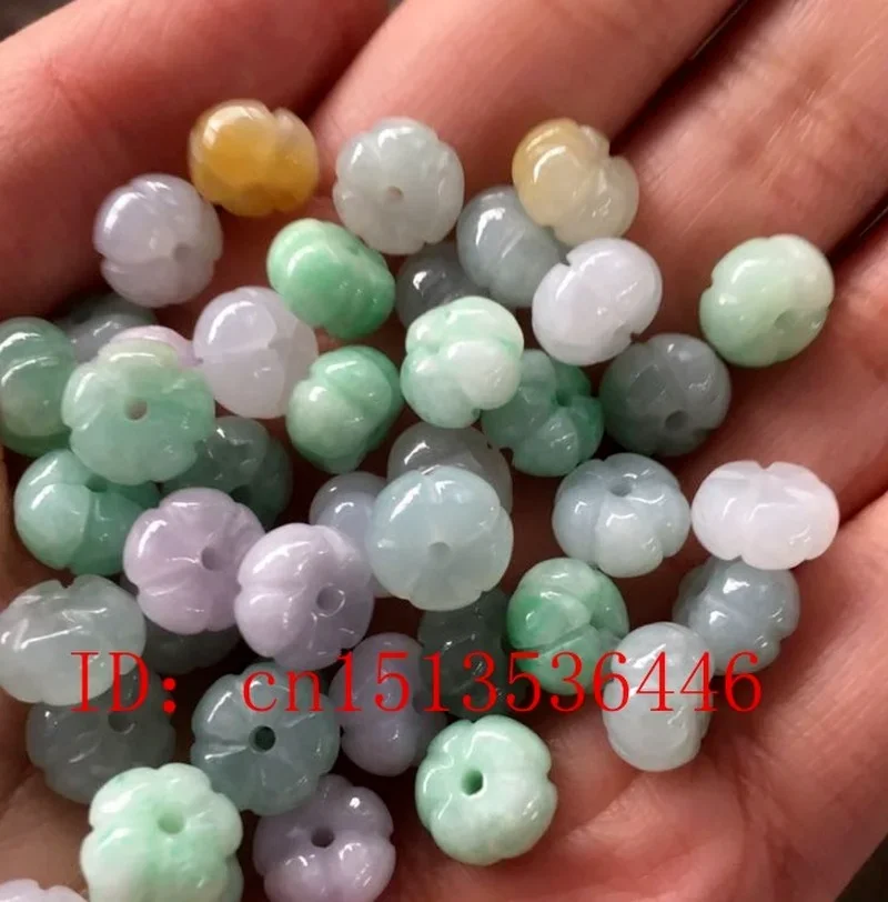 10PC Jade Emerald tri-colored dynia akcesoria do koralików DIY bransoletka kolczyki biżuteria moda naturalne ręcznie rzeźbione szczęście Amulet