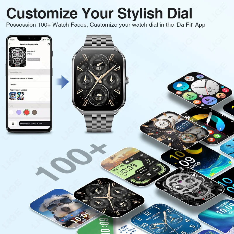 LIGE ���ο� �ʹ��� Smartwatch 1.96 Amoled ��ũ�� �������� ��ȭ �ǰ� ����� �ð� IP67 ��� GPS ���� Smartwatch